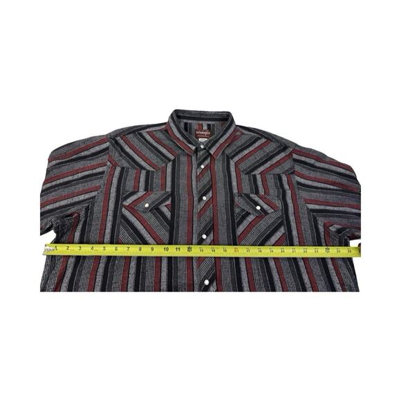 Wrangler Western Flannel Shirt Men’s 2XT Tall Red/Black Plaid Pearl Snap Cotton - Picture 10 of 13